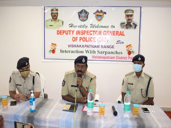 Visakhapatnam DIG interacting with Sarpanches 