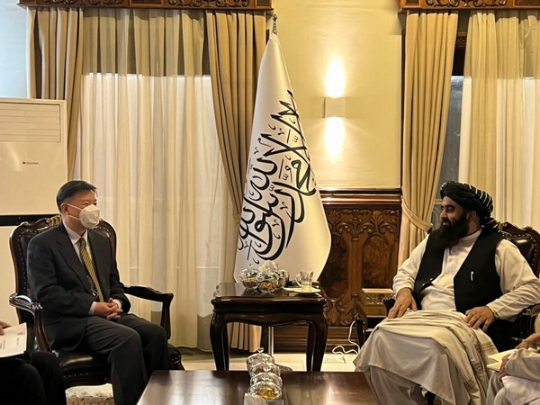 Afghanistan's acting foreign minister Mawlawi Amir Khan Muttaqi met with Wang Yu, the Ambassador of China. (Photo Credit: Abdul Qahar Balkhi Twitter)