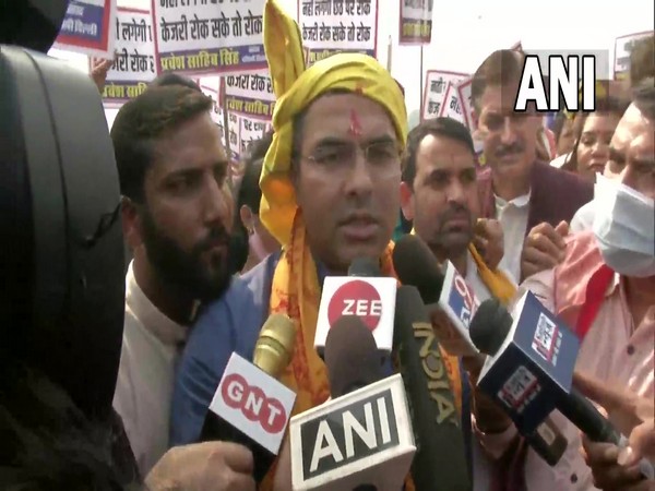 BJP MP Parvesh Verma reached ITO Yamuna Ghat on Monday (Photo/ANI)