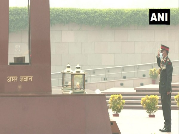 Nepal Army Chief General Prabhu Ram Sharma lays a wreath at National War Memorial in New Delhi