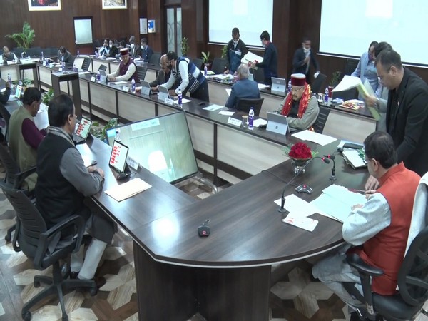 Visuals of the meeting at Uttarakhand Secretariat (ANI)