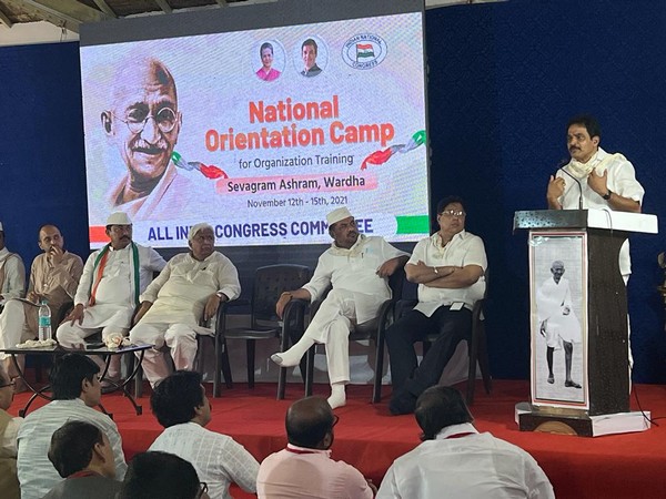 KC Venugopal address gathering at the Valedictory session of the National Orientation Camp of Congress party for Organisation Training at Wardha in Maharashtra (Photo: Twitter/KCVenugopal) 