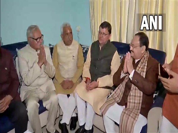 JP Nadda met Subhash Chhabra in Uttarakhand (Photo/ANI)