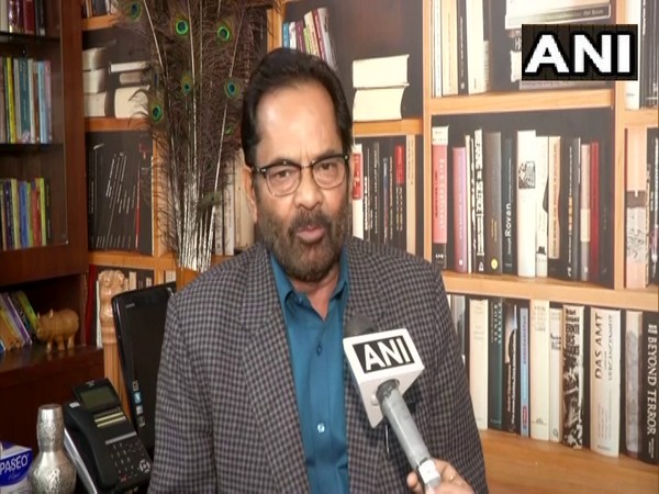 Union Cabinet Minister of Minority Affairs Mukhtar Abbas Naqvi speaks to ANI (Photo/ANI) 