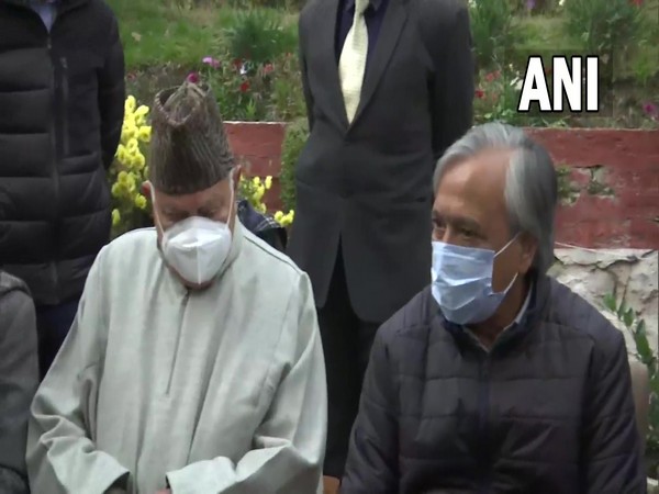 Farooq Abdullah, MY Tarigami after their meeting on Hyderpora encounter in Srinagar on Thursday. (Photo/ANI)