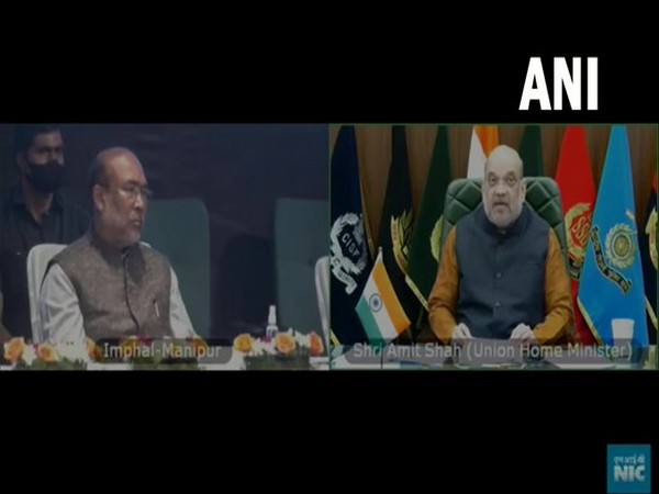 Union Home Minister Amit Shah lays foundation stone for the Rani Gaidinliu Tribal Freedom Fighters Museum. (Photo/ANI)