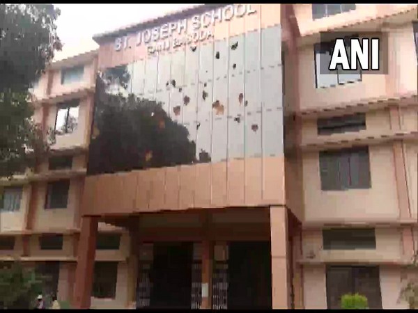 Visual of the vandalised school premises in MP's Vidisha (Photo/ANI)
