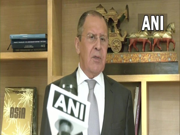 Russian Foreign Minister Sergey Lavrov speaking to ANI on Monday (Photo/ANI)
