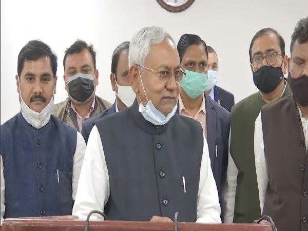 Bihar Chief Minister Nitish Kumar speaking to reporters in Patna on Monday. (Photo/ANI)