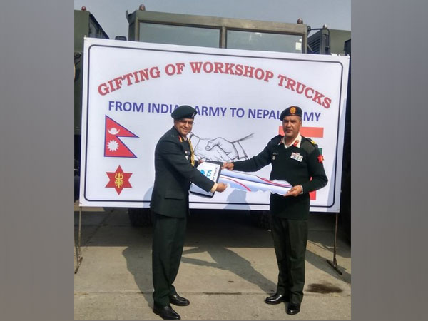 Defence attache of India gifting TATA workshop trucks to Nepal Army (Photo credit- India in Nepal- Twitter)