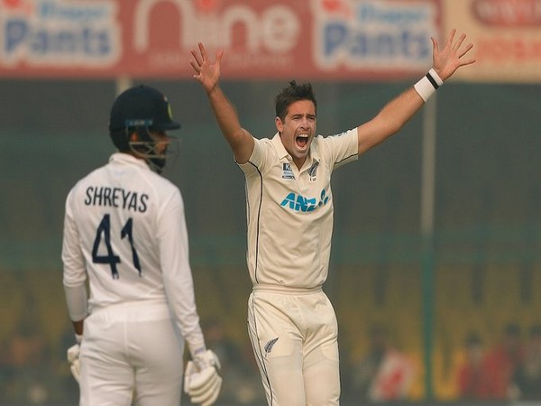  Tim Southee after taking wicket of Shreyas Iyer (Photo: Twitter/ICC) 