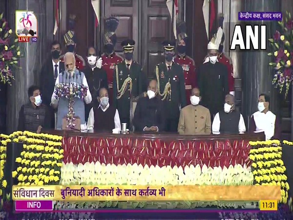 Prime Minister Narendra Modi addressing in the Central Hall of the Parliament (Photo/ANI)