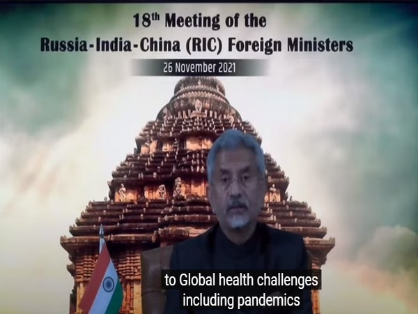 EAM Jaishankar addressing 18th meeting of the Russia-India-China Foreign Ministers on Friday.