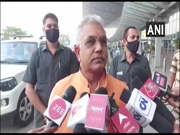 Dilip Ghosh talks to reporters in North 24 Parganas (Photo/ANI) 