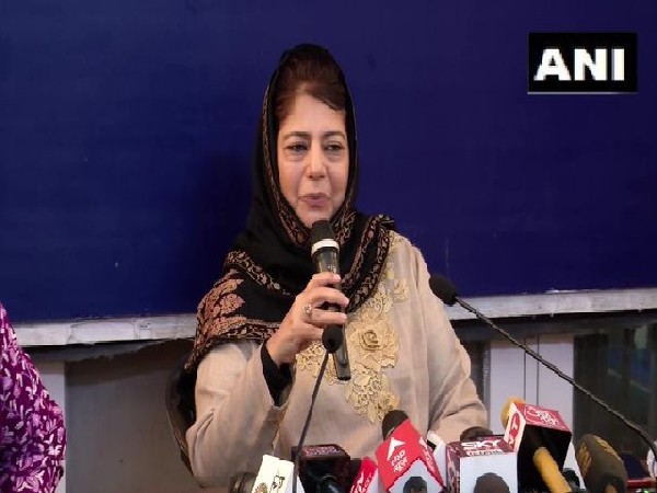 People's Democratic Party (PDP) Chief Mehbooba Mufti addressing a press conference on Tuesday (Photo/ANI)
