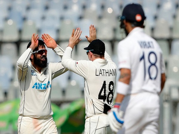 Ajaz Patel celebrating after taking wicket of Virat Kohli (Photo: BCCI)