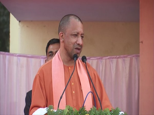 UP CM Yogi Adityanath addressing at the closing ceremony of the 3rd All India Prize Money Men's Kabaddi Tournament final in Gorakhpur on Saturday. [Photo/ANI]