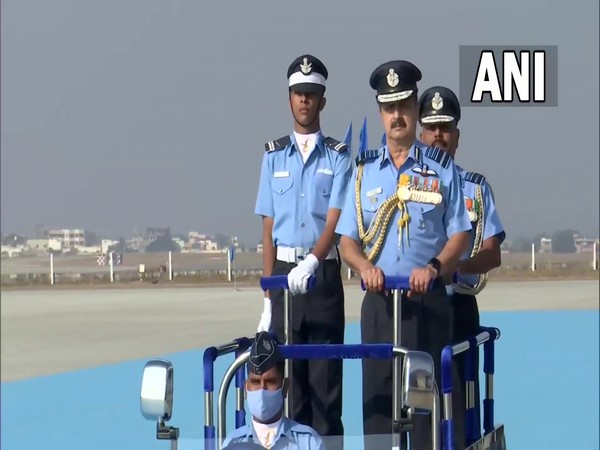 Air Chief Marshal VR Chaudhari reviewing the Combined Graduation Parade at Air Force Academy, Dundigal on Saturday. [Photo/ANI]