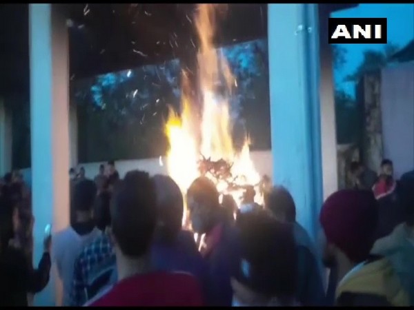 Last rites of Lance Naik Vivek Kumar performed at his hometown Jaisinghpur in Kangra. (Photo/ANI)