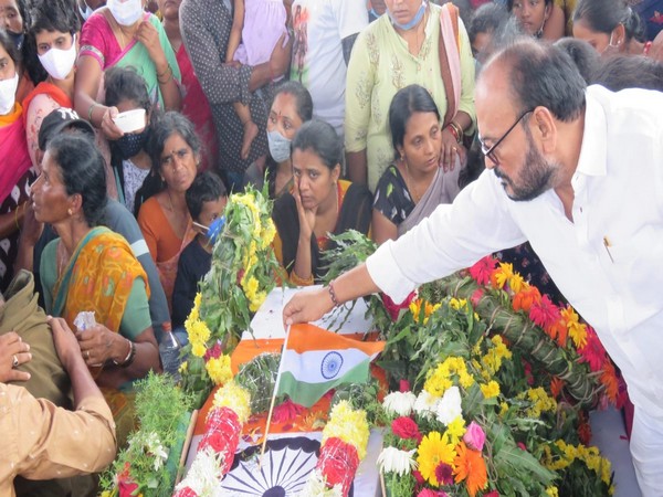  Lance Naik B Sai Teja funeral ceremony in Chittoor (Photo/ANI) 