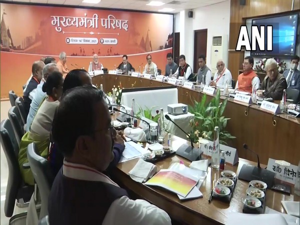PM Modi chairs meeting with CMs of BJP-ruled states, in Varanasi on Tuesday. (Photo/ANI)