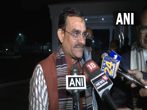 Madhya Pradesh BJP President VD Sharma talks to reporters in Delhi (Photo/ANI)