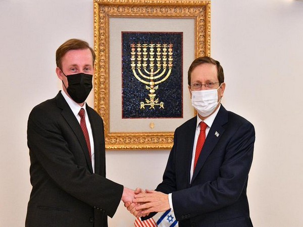 Israeli President Isaac Herzog with US National Security Advisor Jake Sullivan