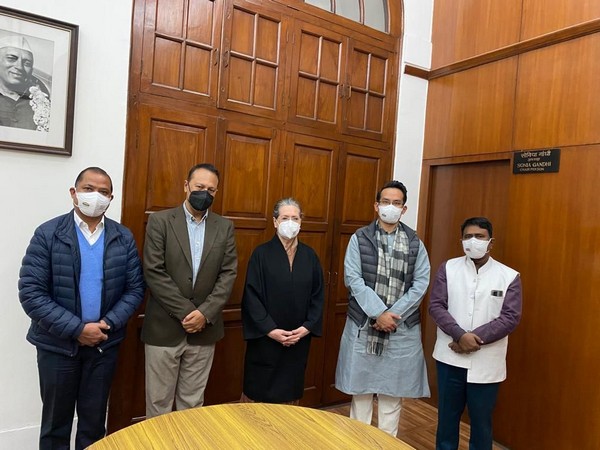 Congress Interim President Sonia Gandhi today met the party's Lok Sabha MPs in Parliament  (Photo/ANI)