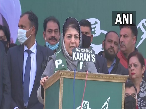 People's Democratic Party (PDP) Chief Mehbooba Mufti in Jammu on Wednesday. (Photo/ANI)