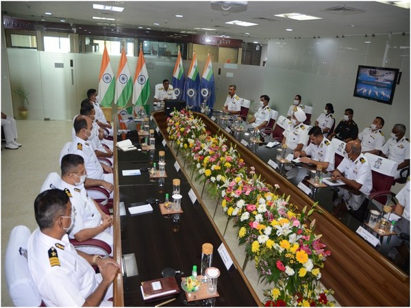Director General of Indian Coast Guard (ICG) Krishnaswamy Natarajan apprised officers (Photo/ANI)