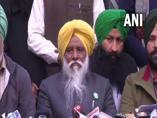 Farmer leader Balbir Singh Rajewal in Chandigarh addressing a press conference on Saturday. (Photo/ANI)