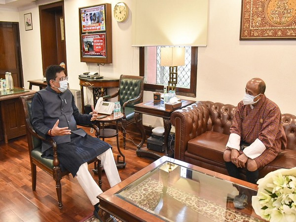 Commerce Minister Piyush Goyal meets Minister for Economic Affairs of Bhutan Lyonpo Loknath Sharma. (Photo/@PiyushGoyal)
