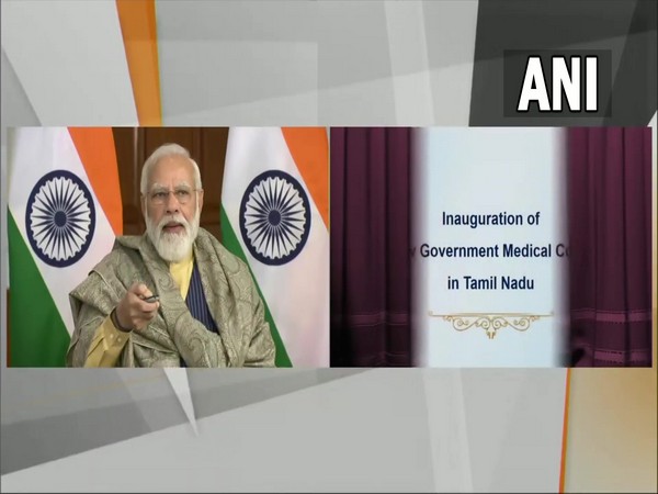Prime Minister Narendra Modi inaugurating medical colleges virtually.
