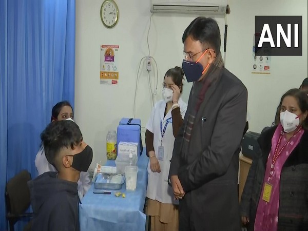 Union Health Minister Mansukh Mandaviya interacting with a child in Delhi on Monday. (Photo/ANI)