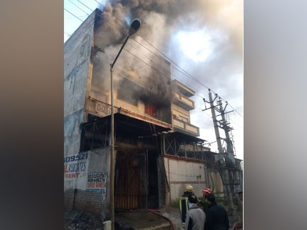Fire breaks out at a shoe factory in Delhi's Narela. Photo/ANI