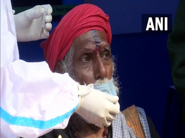 Rapid antigen test for sadhus at Gangasagar Mela (Photo/ANI)