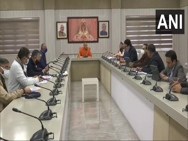 Uttar Pradesh CM Yogi Adityanath chair meet on Covid in Lucknow (Photo/ANI)