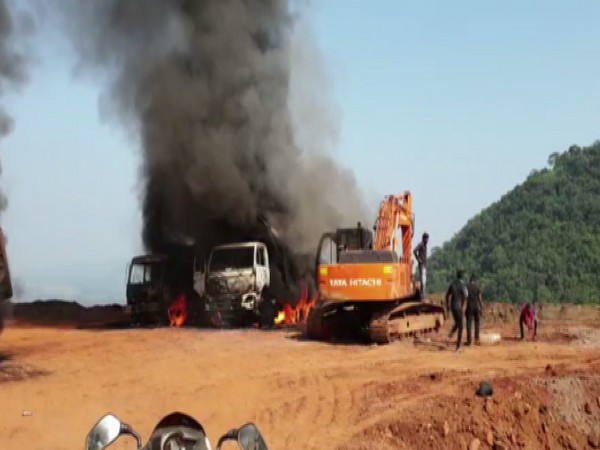 Nine vehicles were allegedly set ablaze by Naxals in Dantewada on Sunday