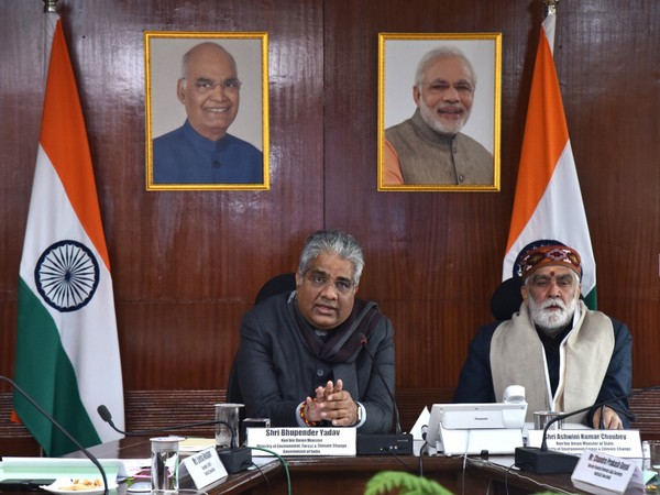 Union Minister Bhupender Yadav addressing young trainee officers of the Indian Forest Service on Monday.
