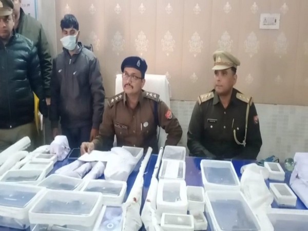 Police busted an arms manufacturing unit and arrested its operator in Daulatpur area of Mathura (Photo/ANI)