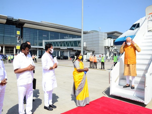 PM Modi at Hyderabad airport