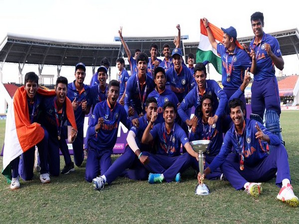 Team India celebrate after winning U19 WC (Photo/ ICC Twitter)