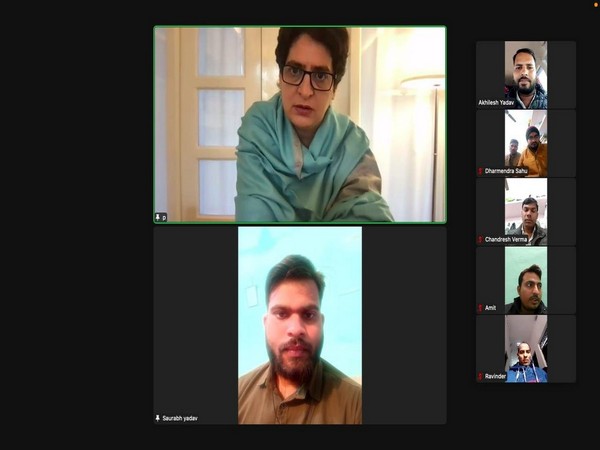 Congress general secretary Priyanka Gandhi Vadra interacting with students (Photo/ANI)
