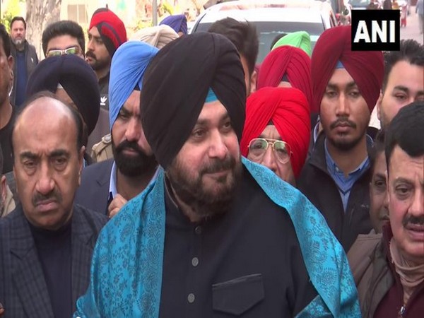 Punjab Congress chief Navjot Singh Sidhu addressing media on Saturday. (Photo/ANI)