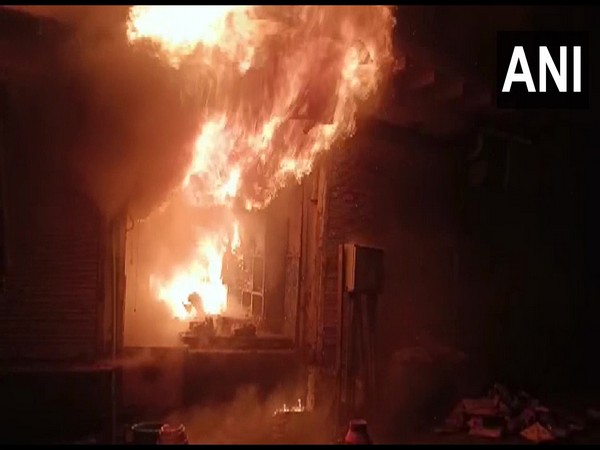 Fire breaks out in a shop in Mathura (Photo/ANI)  
