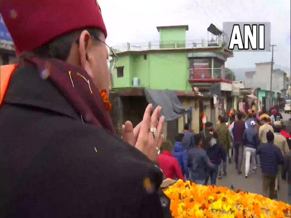 Uttarakhand Chief Minister Pushkar Singh Dhami in Laldhang on Thursday. (Photo/ANI)