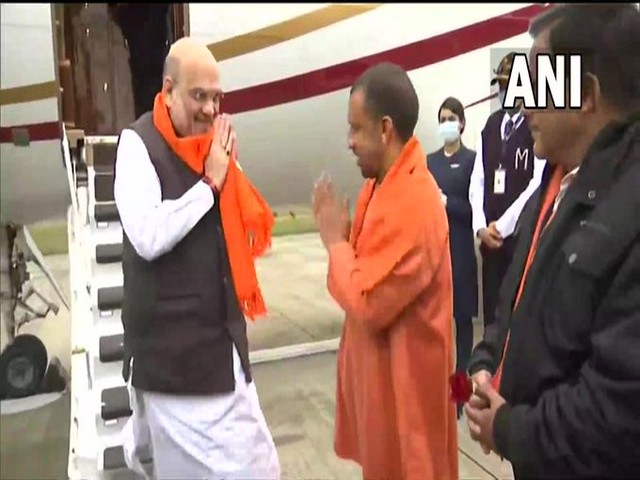 Home Minister Amit Shah arrives in Gorakhpur  (Photo/ANI)