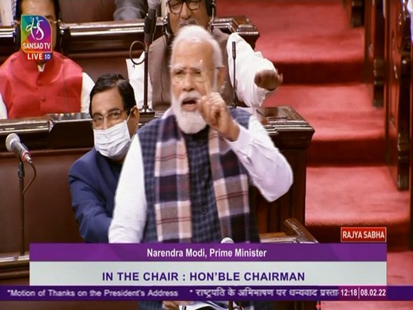 Prime Minister Narendra Modi speaking in Rajya Sabha.