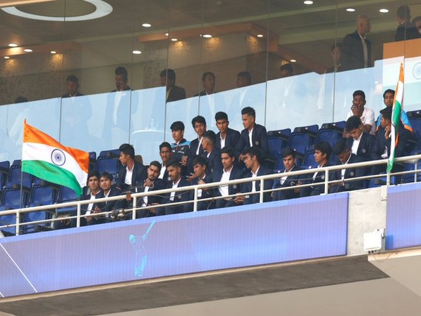 Team India U19 squad attending the second ODI between India and West Indies in Ahemdabad (Photo/BCCI- Twitter)