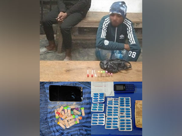 Arrested drug peddler with drugs (photo/ANI)